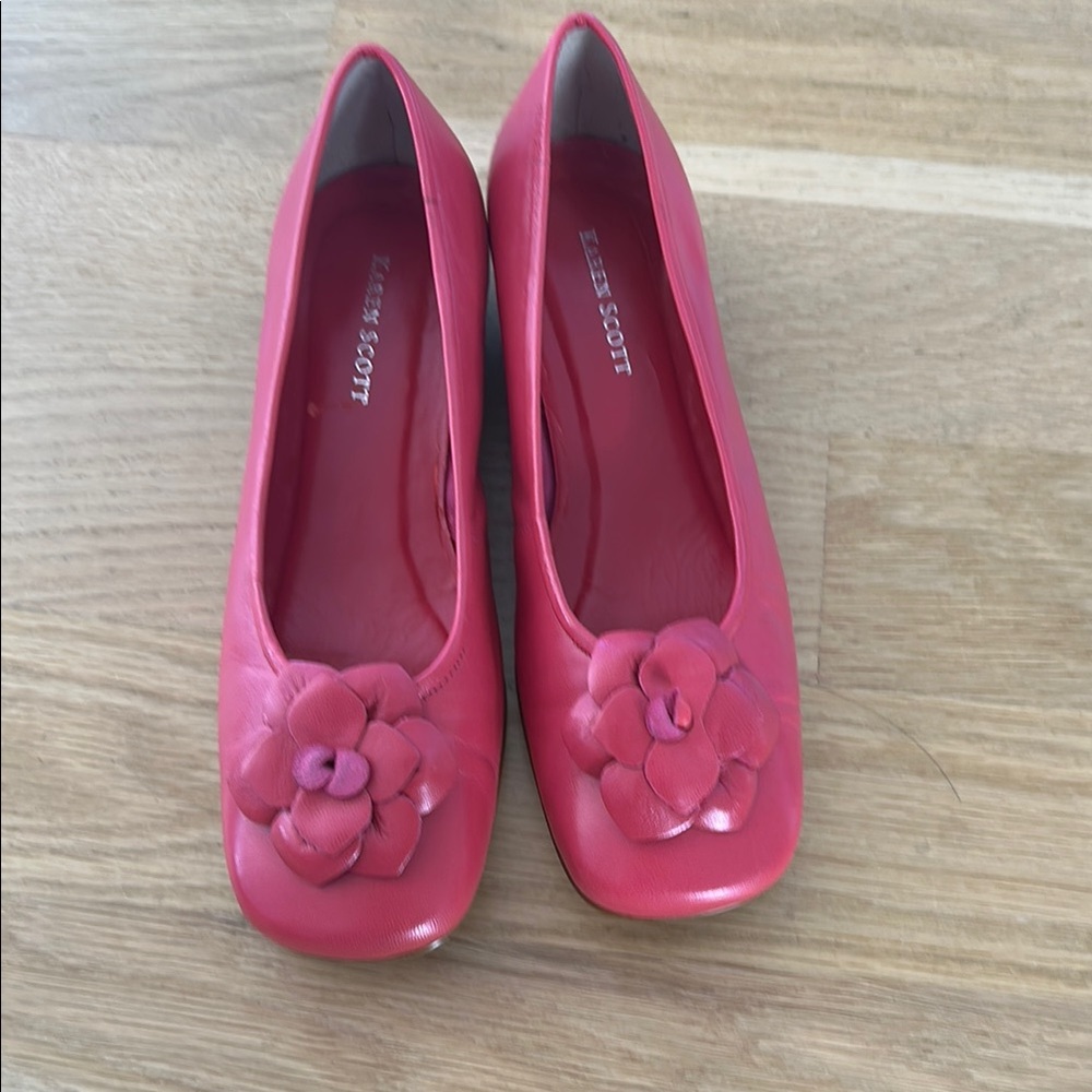 Elegant Pink Flower Embellished Women's Shoes leather Sz 6